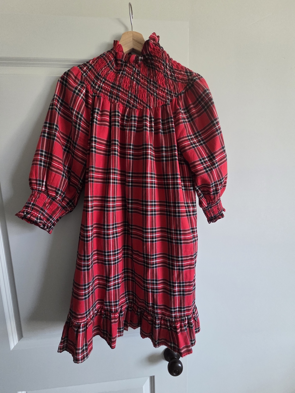 Sugarlips Red Black Plaid Smocked Mini Dress